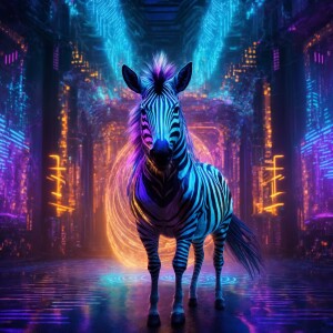 Create a digital painting depicting a futuristic sorcerer at the...