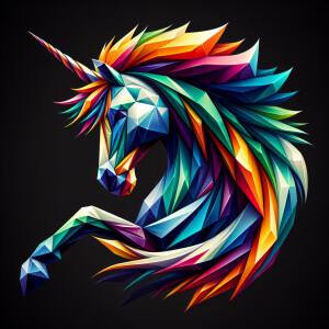 Geometric prism based unicorn.   colored