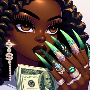 Create a high-resolution cartoon image featuring an African Amer...