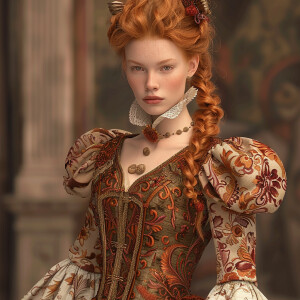 Create a photorealistic image of a light ginger-haired model wal...