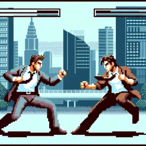 Elon musk fighting with Donal Trump in GTA style art