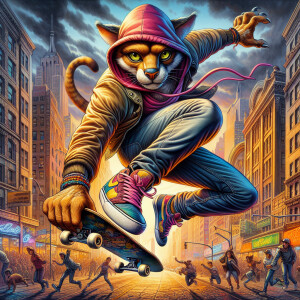 Prompt: A [   ] wearing Jeanshose and Hoody, colorful, anthropom...