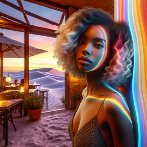 3-D image of a beautiful LIGHT SKIN, African-American woman she...