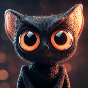 Create a photo of a mythical creatute with large round eyes in a...