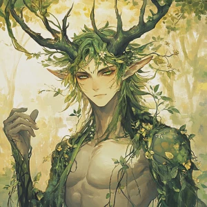 A mythic mid-length portrait of an Eldravian, an ancient forest...