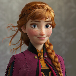 Photorealistic image, high resolution. Anna from Frozen