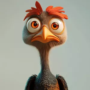 Cartoon turkey with a sad expression.