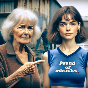 Refine a 1973-style color film photograph depicting an irate eld...