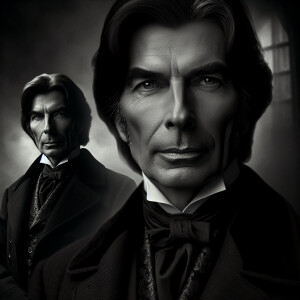 Create an image inspired by the late British actor Alan Rickman,...