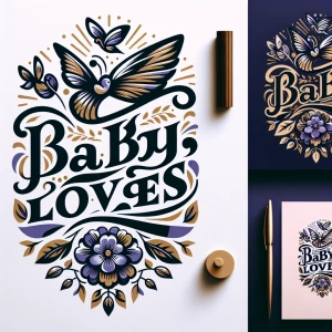 Alot of detail.
Create a design featuring the phrase "baby loves...
