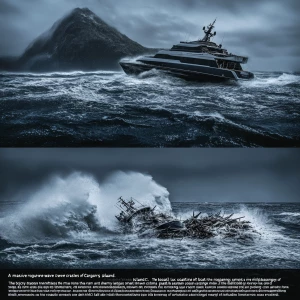 🌊 Prompt:
“A massive rogue wave crashes into a small luxury tou...