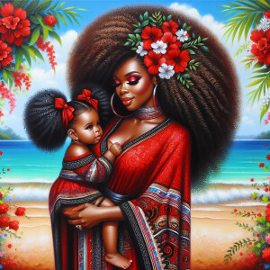 A tender depiction of a Bohemian mother with her child, both sty...