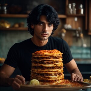 Photorealistic image. Italian guy, blue eyes, black hair,neat be...