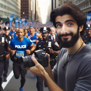 A photographer capturing police officers participating in a char...