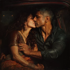 Hyperrealism, painting .a indian criminal sweaty muscular beefy...