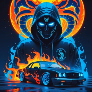 create an image depicts a striking and vibrant digital art style...