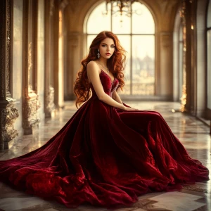 A breathtakingly beautiful young woman with flowing, cascading d...
