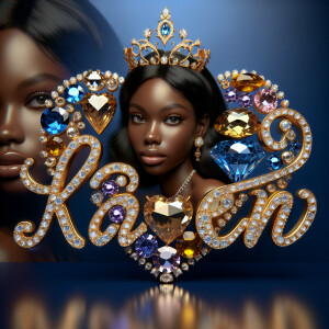 VCraft a 3-D image showcasing the name 'KAREN' in a luxurious go...