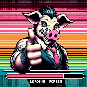Moonpig, in the style of a Grand Theft Auto loading screen artwo...