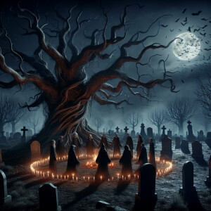 "Under the brooding sky of a moonless Halloween night, an ancien...