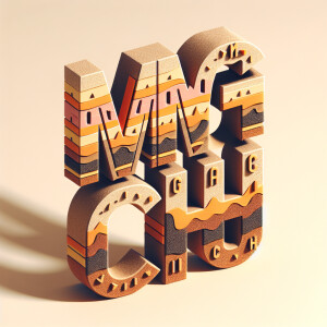 three-dimensional desert-style font « MGMDCH » without backgroun...