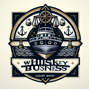 Design a sophisticated logo for a luxury boat named "Whiskey Bus...