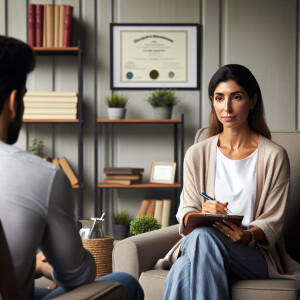 Video psychologist and client