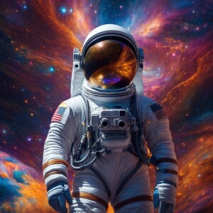 In a virtual shimmering intergalactic travel, a celestial explor...