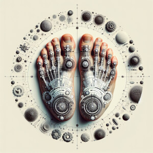 Very beautiful woman’s feet, symmetrical, realistic, photogenic,...