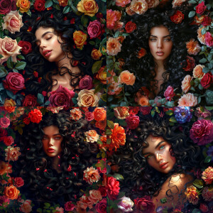 The most beautiful long black curly hair surrounded by Different...