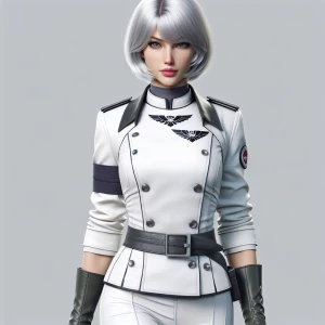 Sexy attractive silver haired woman in the attack on titan survey corps, realistic