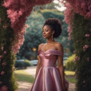 3D image of a LIGHT SKIN young African American girl whose stand...