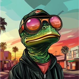 MEME PEPE in GTA art style — — in the style of a Grand Theft Au...