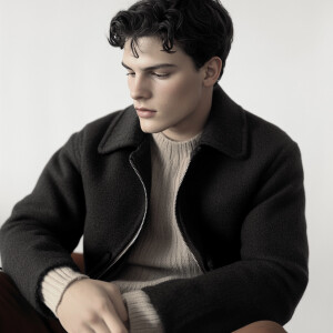 Young model man wearing a beautiful jacket  --sref 1851881805