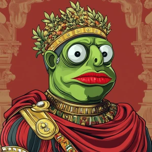 Pepe with pumped-up lips of a bright red color in carton style...
