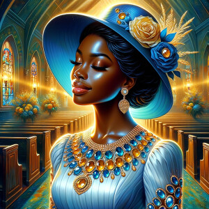 A spiritually enriching illustration portrays an African America...