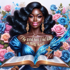 Create an image of an ultra-light-skinned African-American woman...
