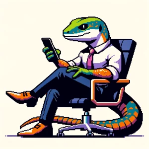 Create an image of "Trendzilla," a stylish, anthropomorphic liza...