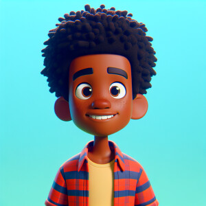 A black teen with a small Afro