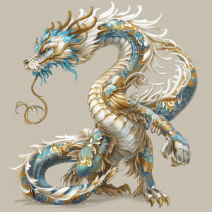 Full body picture of Mythical  Chinese dragon with the colors go...