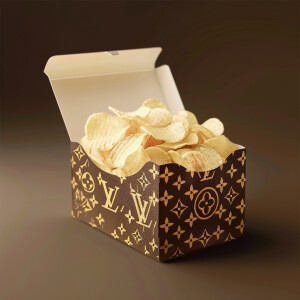A luxurious chips in Louis Vuitton packaging