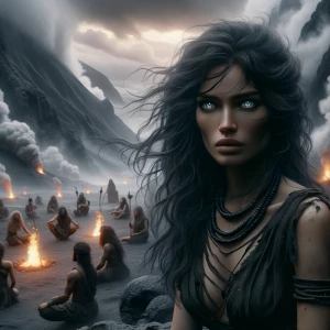 Ultra-realistic cinematic portrait of Laeria, a striking young w...