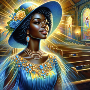 A spiritually enriching illustration portrays an African America...