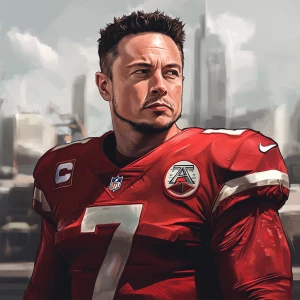 Elon Musk NFL player in action, gta art style