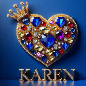 VCraft a 3-D image showcasing the name 'KAREN' in a luxurious go...
