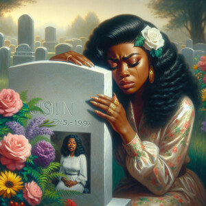 A beautiful light-skinned African-American woman with long wavy...