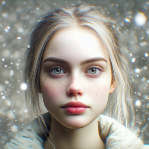 Young woman with Scandinavian features, fair skin, light blonde...