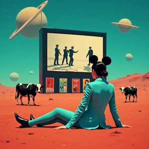 retro-futurist cinematic scene on Mars, 4:5 aspect ratio, tightl...