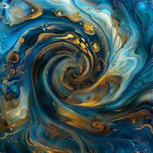 Swirling azure blue and old gold background