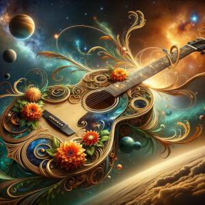 Visualize a stunning guitar that seems to be born from the very...